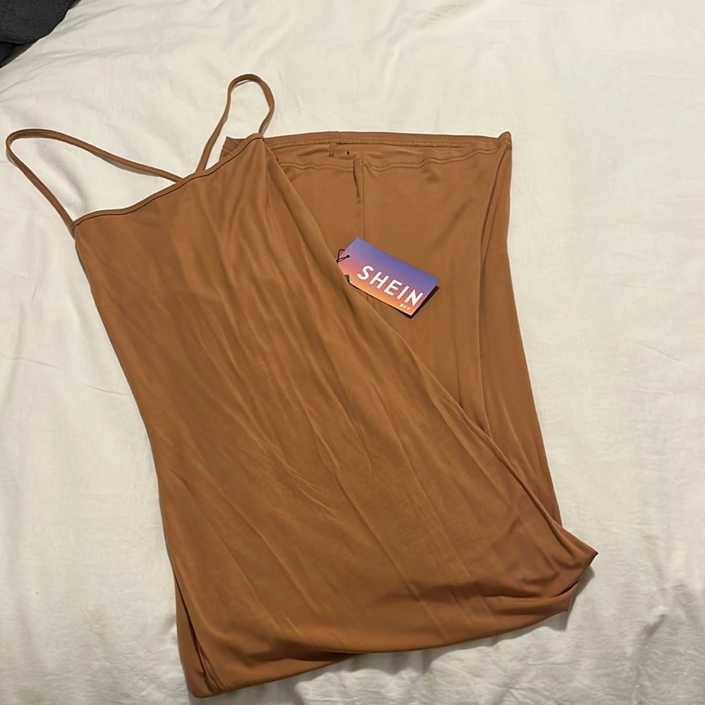 SHEIN brown sxy solid cross-cross backless Bodycon Dress size small
